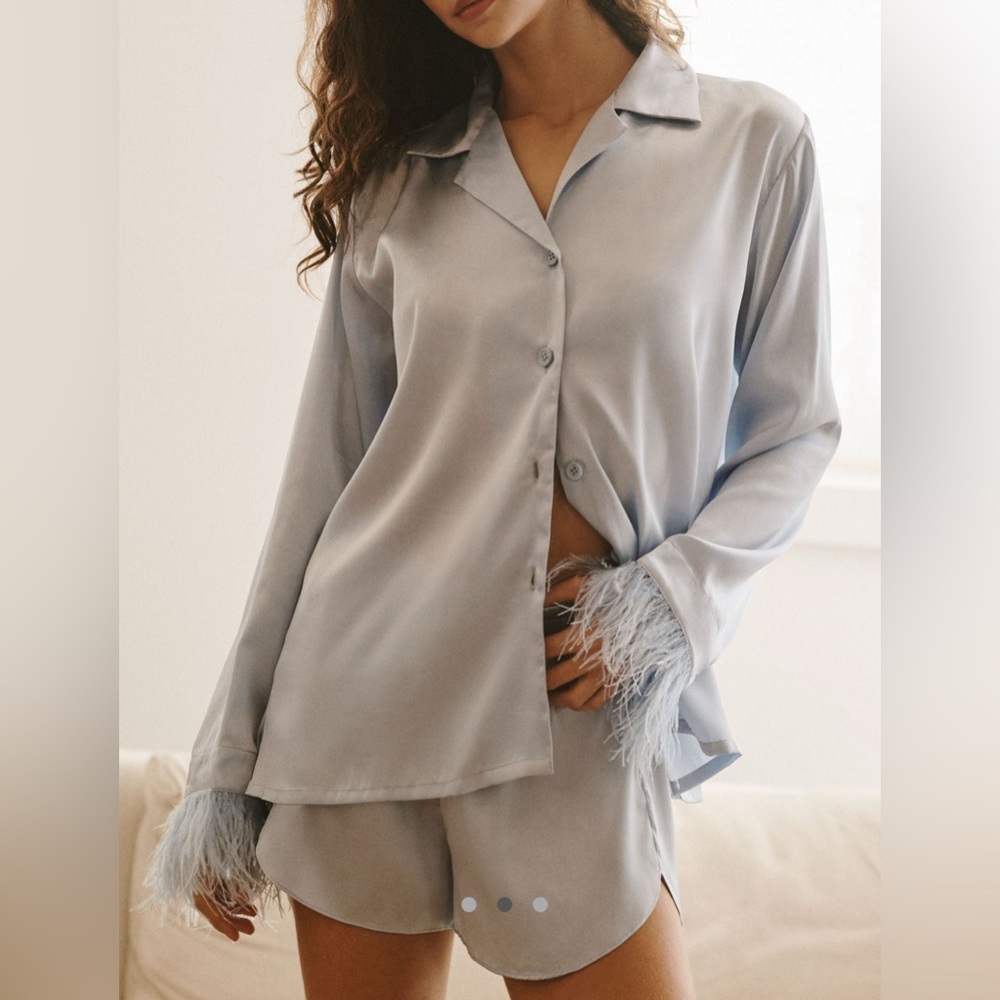 Anthro Audrey Adele White bridal feather pajamas